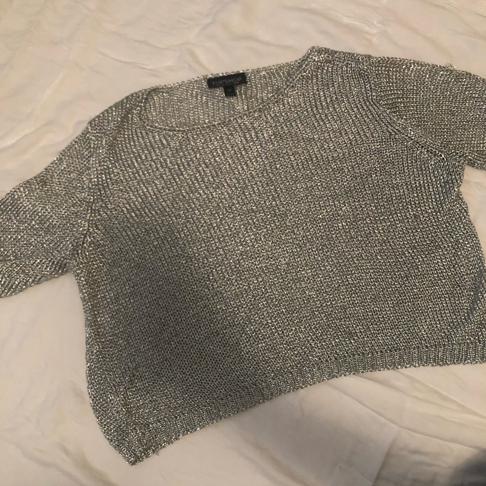 Glitter mesh crop top